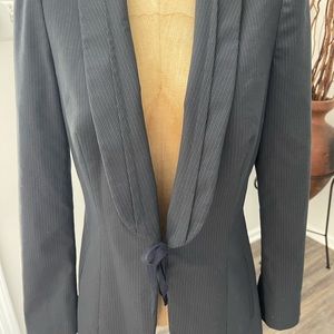 Waist Snatching: Sisley Charcoal RibbonTie Pinstriped Blazer Size 8US/42EU